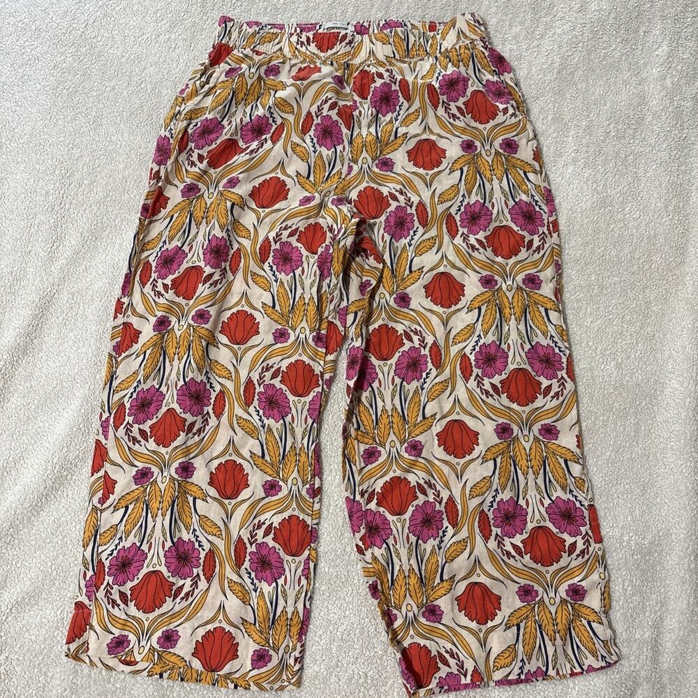 Rachel Zoe L 100% Linen Wide Leg Pants, NWOT, Tropical, Resort, Beach, Boho